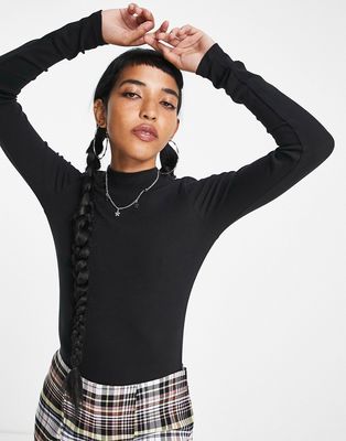 Weekday Close fitted turtle neck long sleeve top in black
