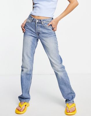 Weekday cotton mid rise straight leg jeans in favorite blue - LBLUE