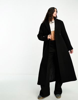 Weekday Delila wool blend sleek structured coat in black