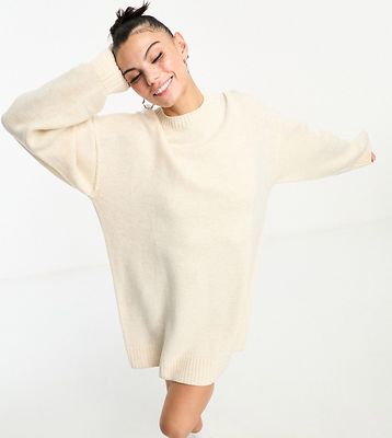 Weekday Eloise wool oversized mini sweater dress in off-white melange exclusive to ASOS