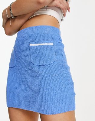 Weekday Emery knit mini skirt in blue - part of a set