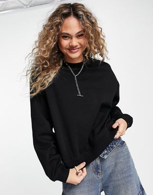 Weekday Essence cotton sweatshirt in black - BLACK