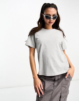 Weekday Essence standard fit t-shirt in light gray melange