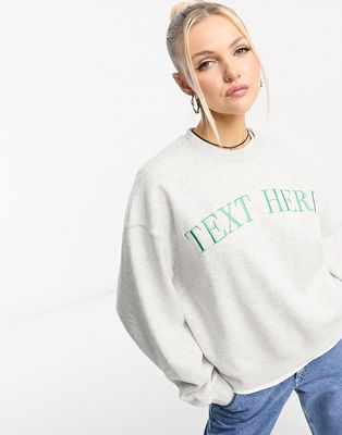Weekday Essence sweatshirt with embroidery in gray melange