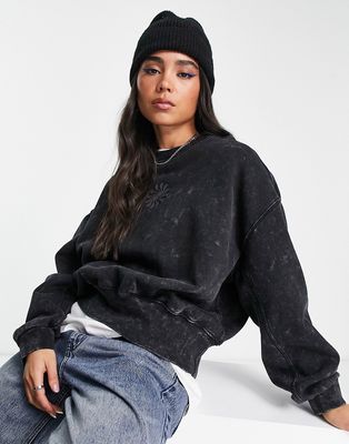 Weekday Extra sweatshirt with chunky rib and gathered sleeve detail in washed black - part of a set
