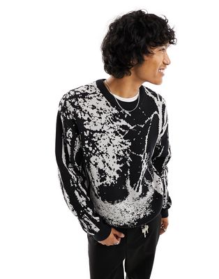 Weekday Fabian sweater with graphic jacquard in black