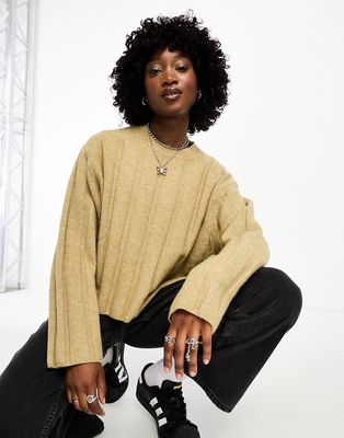Weekday Fiona chunky knit sweater in oatmeal melange-Neutral