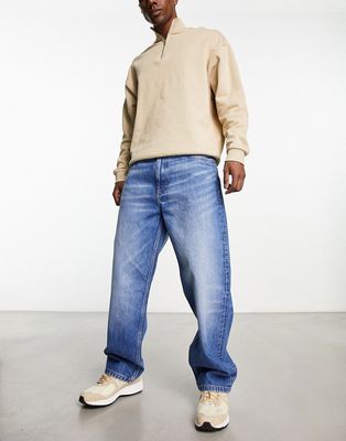Weekday Galaxy loose fit straight leg jeans in wave blue wash