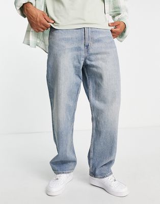 Weekday galaxy loose straight jeans in light worn blue