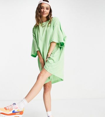 Weekday Huge exclusive cotton t-shirt dress in green