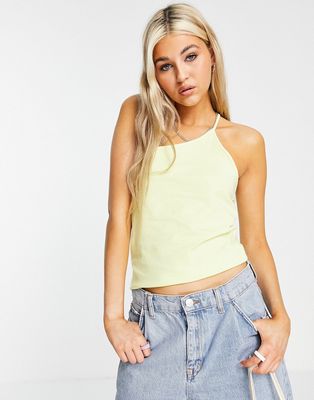 Weekday Innie cotton one shoulder tank top in yellow