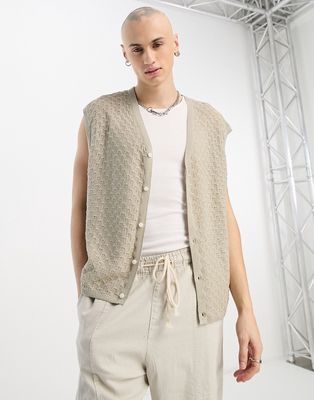 Weekday James knitted tank top in off-white