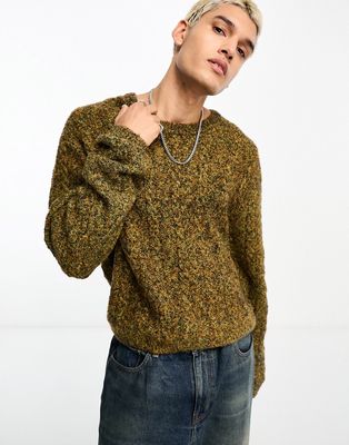 Weekday Jesper wool blend cable knit sweater in green