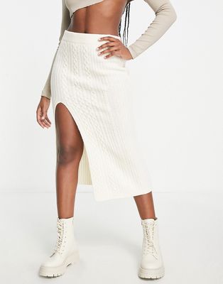 Weekday Jill cable knit midi skirt in white - part of a set