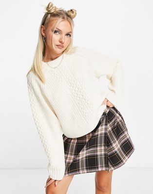 Weekday Jill cable knit sweater in white - part of a set