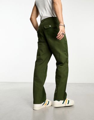 Weekday Joel workwear pants in khaki-Green