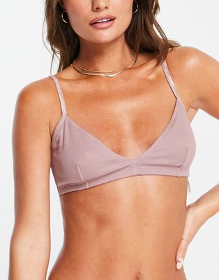 Weekday Julie cotton triangle bra in dusty pink - LPINK