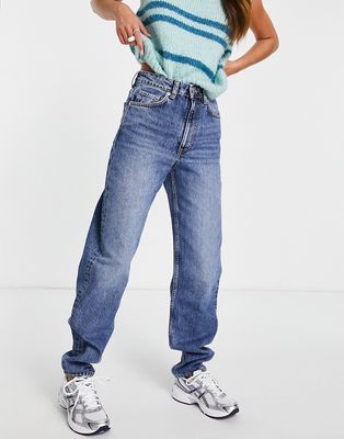 Weekday Lash cotton high rise mom jeans in winter blue - MBLUE