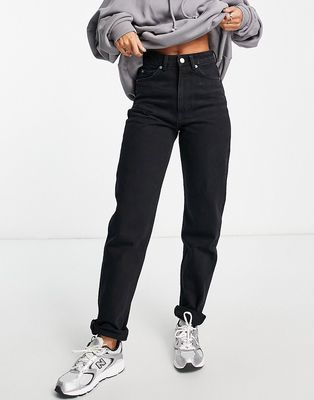 Weekday Lash extra high waist mom jeans in washed black