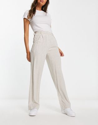 Weekday Lilah linen mix pants in stone-Neutral