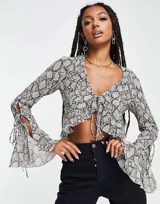 Weekday Luella blouse in snake print-Multi