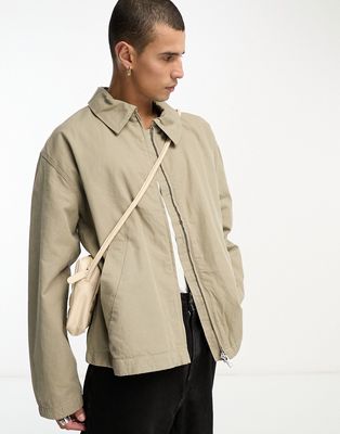 Weekday Martin linen blend jacket in beige-Neutral