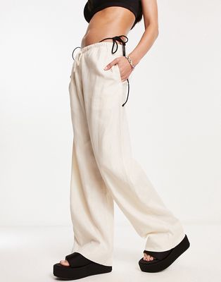 Weekday Mia linen mix pants in off-white