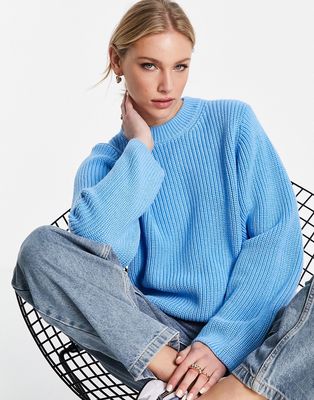 Weekday Minnie polyester sweater in bright blue - LBLUE-Blues