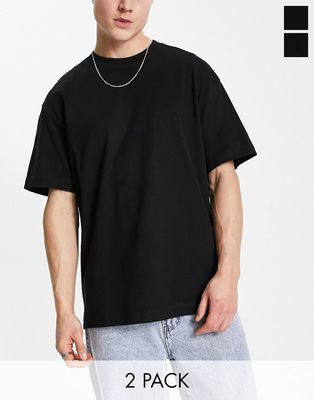 Weekday oversized 2-pack t-shirt in black