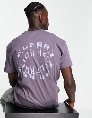 Weekday oversized acceleration back print t-shirt in purple-Gray