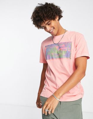 Weekday oversized graphic printed t-shirt in pink-White