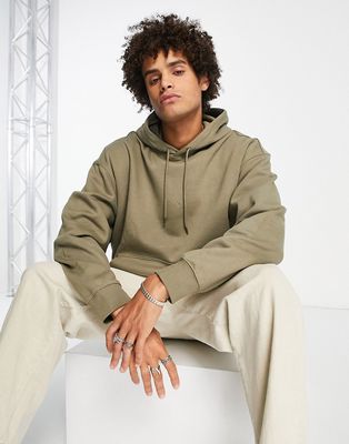 Weekday oversized hoodie in khaki exclusive at ASOS-Green