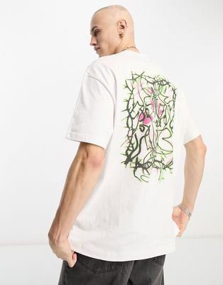 Weekday oversized T-shirt with cosmic energy graphic in white
