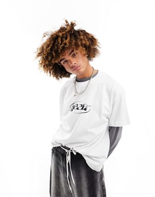 Weekday oversized T-shirt with eraser logo graphic print in white