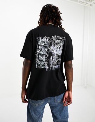 Weekday oversized t-shirt with tour poster graphic print in black