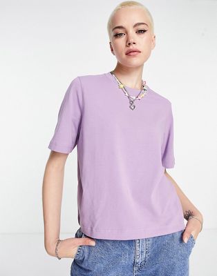 Weekday Perfect cotton relaxed T-shirt in purple