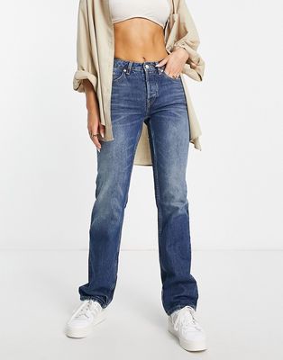 Weekday Pin mid rise straight leg jean in vintage blue