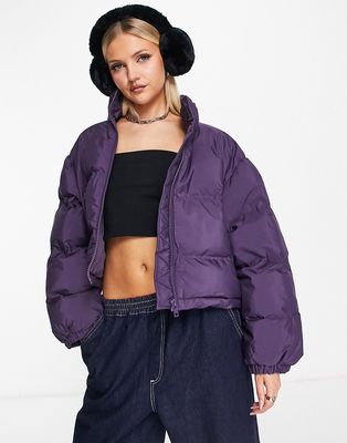 Weekday Promis padded jacket in deep purple