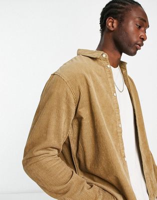 Weekday relaxed cord shirt in beige-Neutral