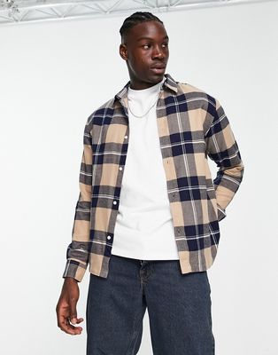 Weekday relaxed flannel shirt in black-Neutral