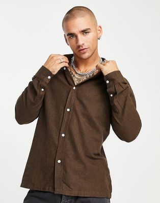 Weekday relaxed flannel shirt in brown-Neutral