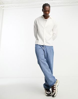 Weekday Relaxed linen mix shirt in off-white