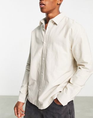 Weekday relaxed oxford shirt in beige-Neutral
