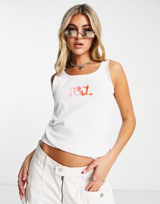 Weekday rib tank top with logo in white