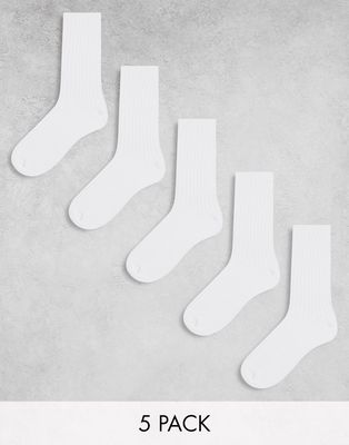 Weekday ribbed socks 5-pack in white