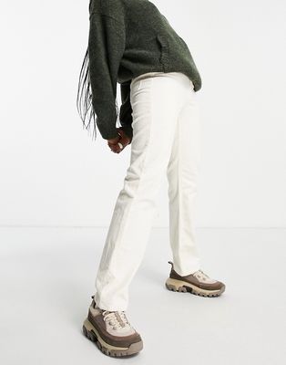 Weekday Rowe cotton cord trousers in ecru - NUDE-Neutral