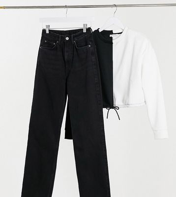 Weekday Rowe cotton slim straight leg jeans in echo black - BLACK