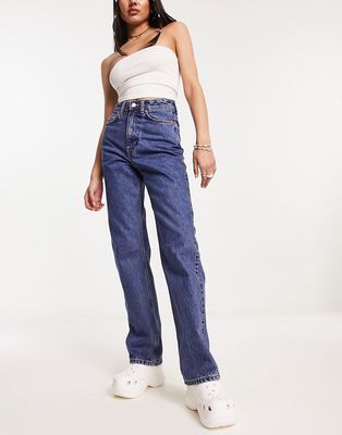 Weekday Rowe extra high rise straight leg jeans in nobel blue
