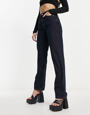 Weekday Rowe extra high waist straight leg jeans in teal blue wash