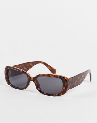 Weekday Run rectangle sunglasses in tortoiseshell-Brown